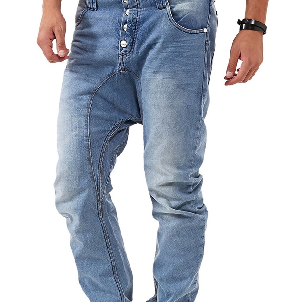 Humour drop crotch denim jeans